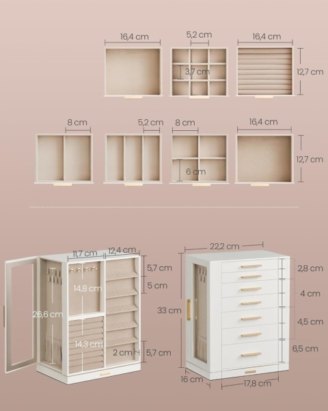 SONGMICS Szkatułka Orgsanizer Pudełko na biżuterię, obrotowe 360°