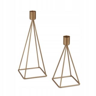 ŚWIECZNIK DEKORACYJNY DO SALONU ZESTAW 2 SZTUK NA ŚWIECE NOWOCZESNY MIEDZIANY