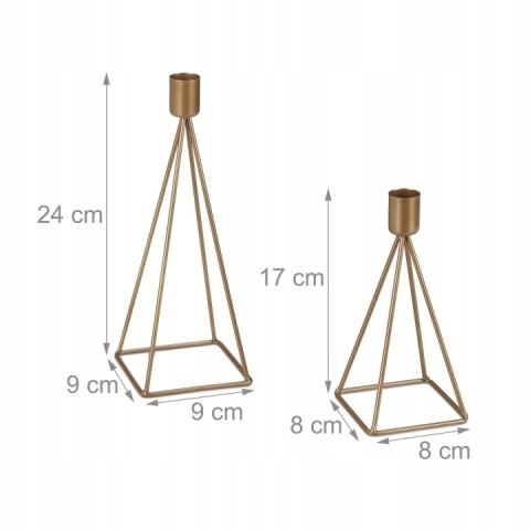 ŚWIECZNIK DEKORACYJNY DO SALONU ZESTAW 2 SZTUK NA ŚWIECE NOWOCZESNY MIEDZIANY