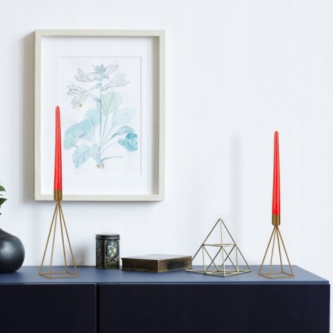 ŚWIECZNIK DEKORACYJNY DO SALONU ZESTAW 2 SZTUK NA ŚWIECE NOWOCZESNY MIEDZIANY