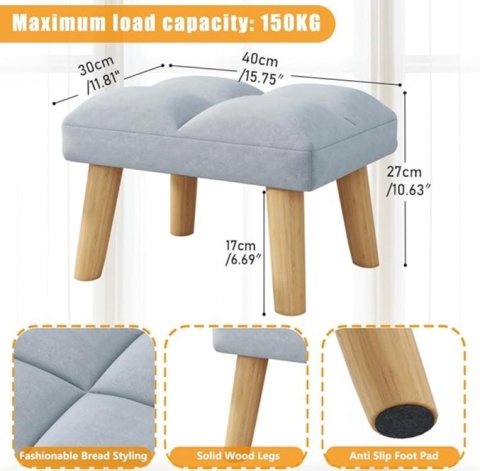 Taboret, podnóżek tpicerowany, aksamitny puf 40x30x27 cm