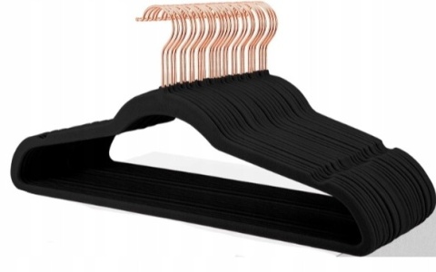 WIESZAKI WELUROWE CZARNE 10 SZTUK ANTYPOŚLIZGOWE