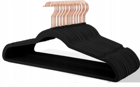 WIESZAKI WELUROWE CZARNE 15 SZTUK ANTYPOŚLIZGOWE