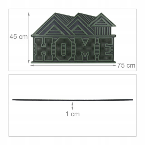 WYCIERACZKA GUMOWA DO BUTÓW W KSZTAŁCIE DOMU HOME 75x45CM czarno zielona