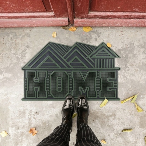 WYCIERACZKA GUMOWA DO BUTÓW W KSZTAŁCIE DOMU HOME 75x45CM czarno zielona