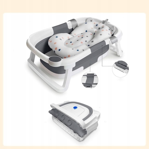 Wanienka turystyczna składana dla dziecka z Pomiar temperatury Szara