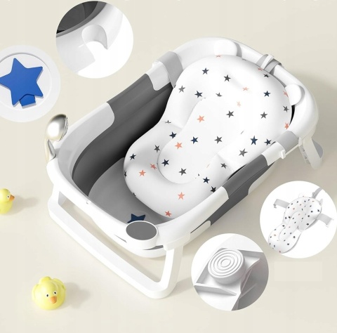 Wanienka turystyczna składana dla dziecka z Pomiar temperatury Szara