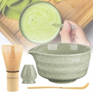 ZESTAW STARTOWY DO MATCHA HERBATY Z MIOTEŁKĄ i ŁYŻKĄ opakowanie prezentowe