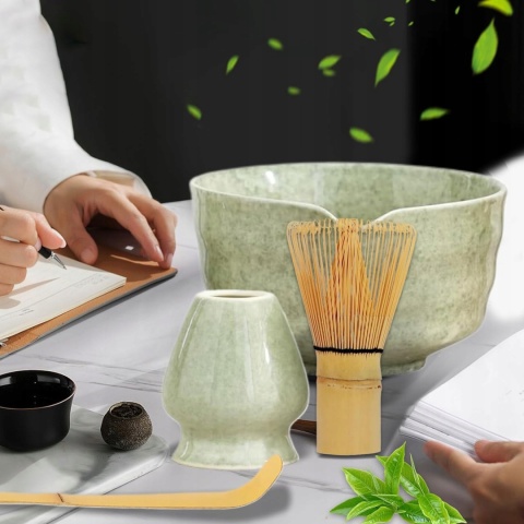 ZESTAW STARTOWY DO MATCHA HERBATY Z MIOTEŁKĄ i ŁYŻKĄ opakowanie prezentowe