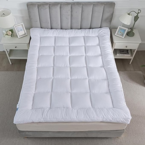 : Gruby Materac Nawierzchniowy Topper 135x190x10 cm Double Pikowany