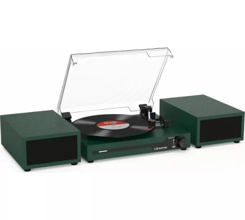 Gramofon Vintage z dwoma głośnikami – Model UD012 (Ciemna Zieleń)