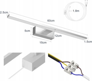 KINKIET OŚWIETLENIE LUSTRA VITCOCO 60CM LED