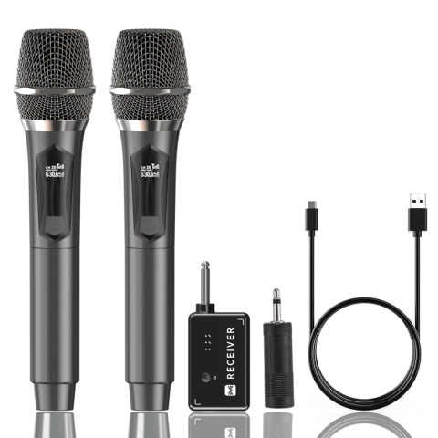 PRO LIVE Bezprzewodowy Mikrofon Karaoke Zasięg 60m Czas Pracy 50h 2szt