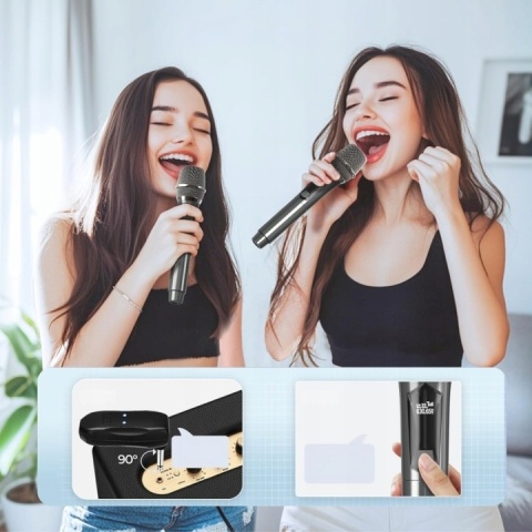 PRO LIVE Bezprzewodowy Mikrofon Karaoke Zasięg 60m Czas Pracy 50h 2szt