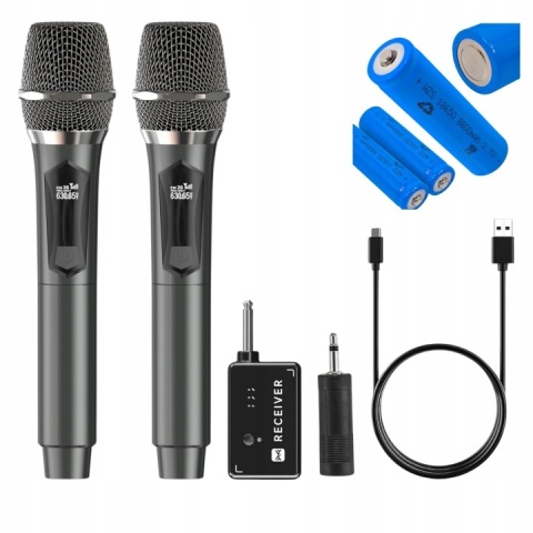 PRO LIVE Bezprzewodowy Mikrofon Karaoke Zasięg 60m Czas Pracy 50h 2szt