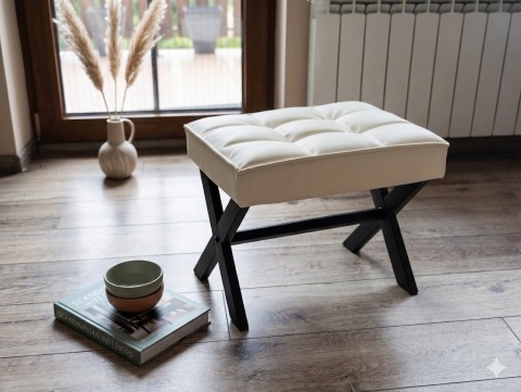 Pufa Tapicerowana taboret w stylu skandynawskim 40x30x30 cm