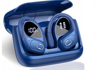 Słuchawki bezprzewodowe sportowe STECEI HD65 Bluetooth 5.3 sportowe TWS LED niebieskie