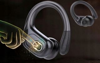Słuchawki bezprzewodowe sportowe STECEI HD65 Bluetooth 5.3 sportowe TWS LED niebieskie