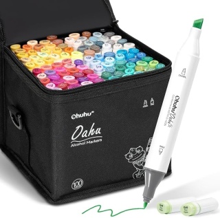 100 Flamastrów Markerów Alkoholowych Ohuhu OAHU-01 dwustronne etui