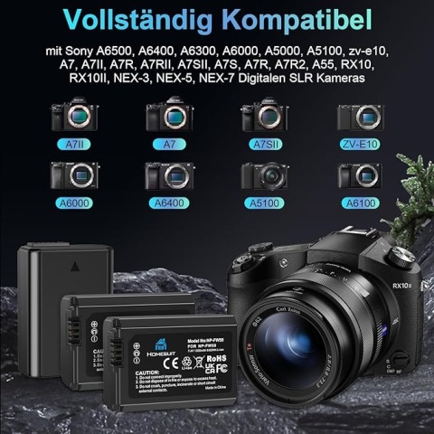 Zestaw Homesuit: 3x Akumulator NP-FW50 1300 mAh + Potrójna Ładowarka USB z ekranem LCD Sony