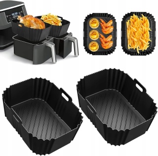 2X FORMA SILIKONOWA DO PIECZENIA DO Air Fryer CZARNY 20x16 cm