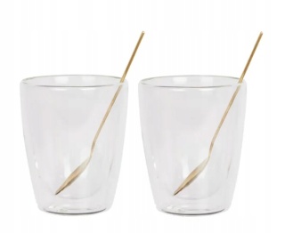 AMBITION SZKLANKI DO HERBATY KAWY NAPOJÓW 250ml 2szt + ŁYŻECZKI