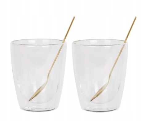 AMBITION SZKLANKI DO HERBATY KAWY NAPOJÓW 250ml 2szt + ŁYŻECZKI