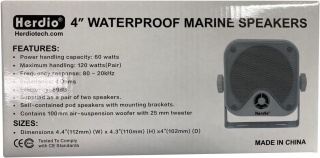 Głośniki Wodoodporne Marine Herdio 4" – Zestaw 2 sztuk 120W para