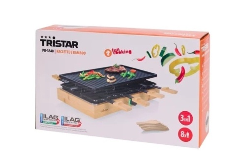 Grill Raclette Tristar PD-3848 Bambusowa Obudowa 1400 W