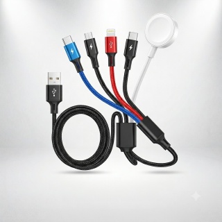 Kabel 5w1 do Apple Watch iPhone USB-C Micro USB Szybkie Ładowanie