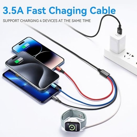 Kabel 5w1 do Apple Watch iPhone USB-C Micro USB Szybkie Ładowanie
