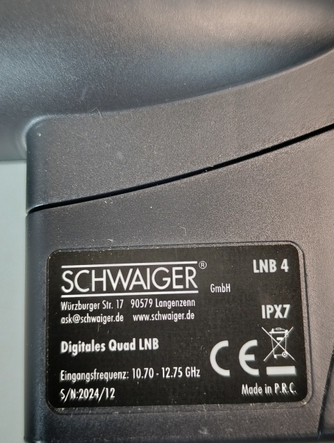 Konwerter Satelitarny SCHWAIGER LNB 4 Quad – Cyfrowy, 4 Wyjścia LNB4