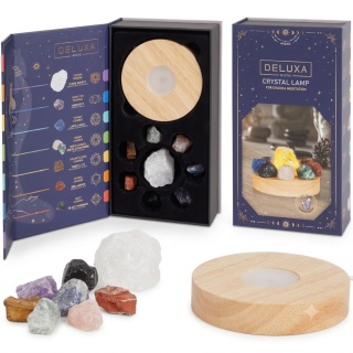 LAMPA Z KRYSZTAŁAMI 24X13X5 CM CZAKRA LED BIURKOWA 8 KAMIENI SZLACHETNYCH
