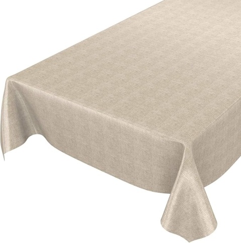 Obrus Ceratowy – Efekt Lnu w Kolorze Beżowym (160x140 cm) plamoodporny