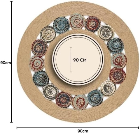 Okrągły dywan z juty w stylu Boho 90 cm