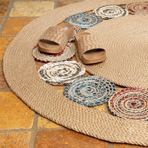 Okrągły dywan z juty w stylu Boho 90 cm