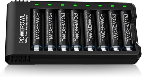 POWEROWL ładowarka do akumulatorów Ni-MH AA AAA, 8 gniazd, 2800 mAh