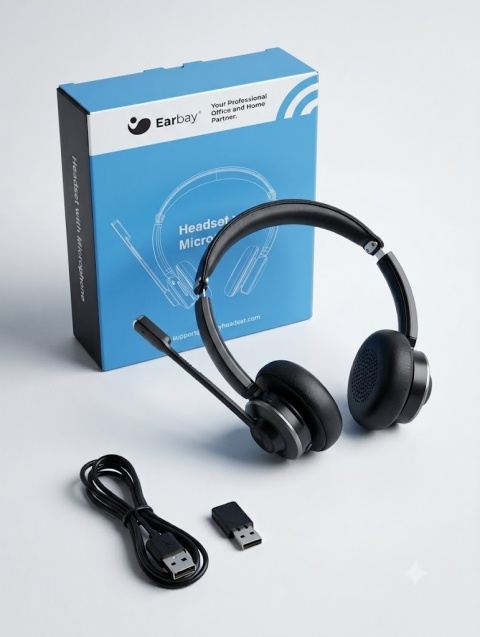 Słuchawki bezprzewodowe nauszne z mikrofonem Earbay BT-782 - Czarne