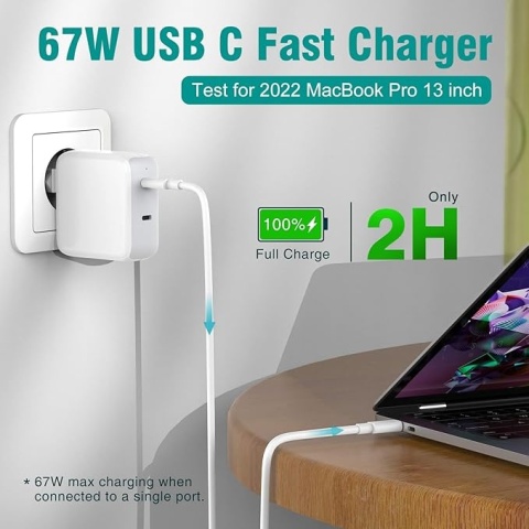 Szybka Ładowarka 2 x USB-C Ifeart 67W (Model MZ50PD) + Kabel w zestawie