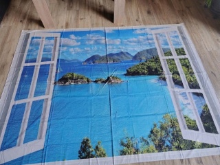 Tło fotograficzne 3D – Tropikalny widok z okna – Idealne do sesji i wideo 200x150 cm