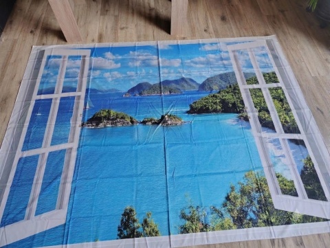 Tło fotograficzne 3D – Tropikalny widok z okna – Idealne do sesji i wideo 200x150 cm