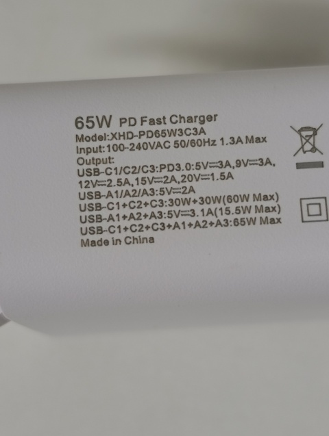 Uniwersalna ładowarka 65W PD 3.0 – 6 portów (3x USB-C + 3x USB-A) kostka