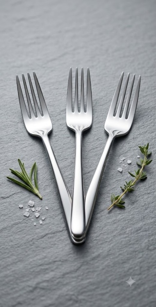 Widelce Zestaw 3 widelców stołowych – Model "Ibiza" – Premium Stainless Steel, sztućce