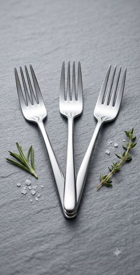 Widelce Zestaw 3 widelców stołowych – Model "Ibiza" – Premium Stainless Steel, sztućce