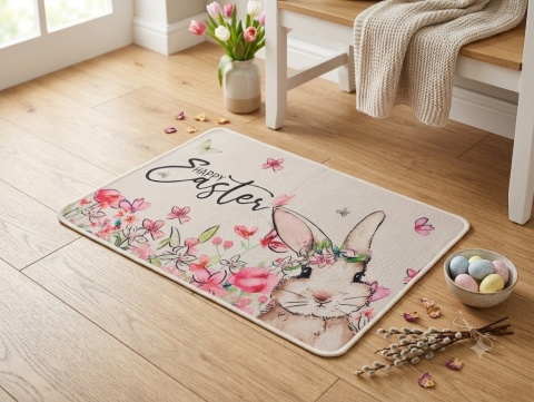 Wielkanocna Wycieraczka dywanik mata 60x40 cm– Wiosenna Dekoracja z Antypoślizgowym Spodem