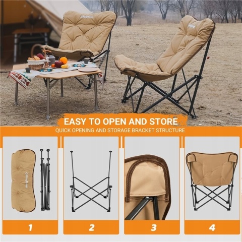 Wygodne krzesło kempingowe King Camp Butterfly KC2224 C10 khaki