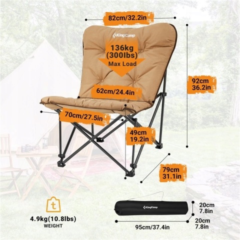 Wygodne krzesło kempingowe King Camp Butterfly KC2224 C10 khaki