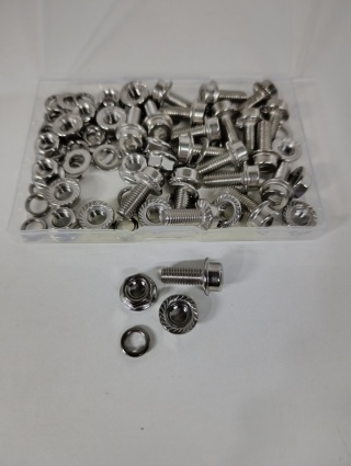Zestaw 20 szt. Śrub Nierdzewnych M6 x 20 mm + Nakrętki Kołnierzowe Ząbkowane
