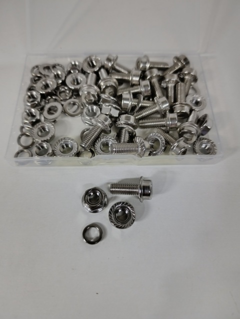 Zestaw 20 szt. Śrub Nierdzewnych M6 x 20 mm + Nakrętki Kołnierzowe Ząbkowane