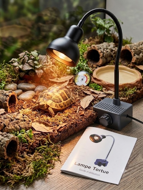 Zestaw Terrarystyczny: Profesjonalna Lampa „Lampe Tortue” + 2 Żarówki Halogenowe 25W